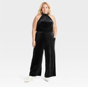 a new day Black Velvet Halter Jumpsuit